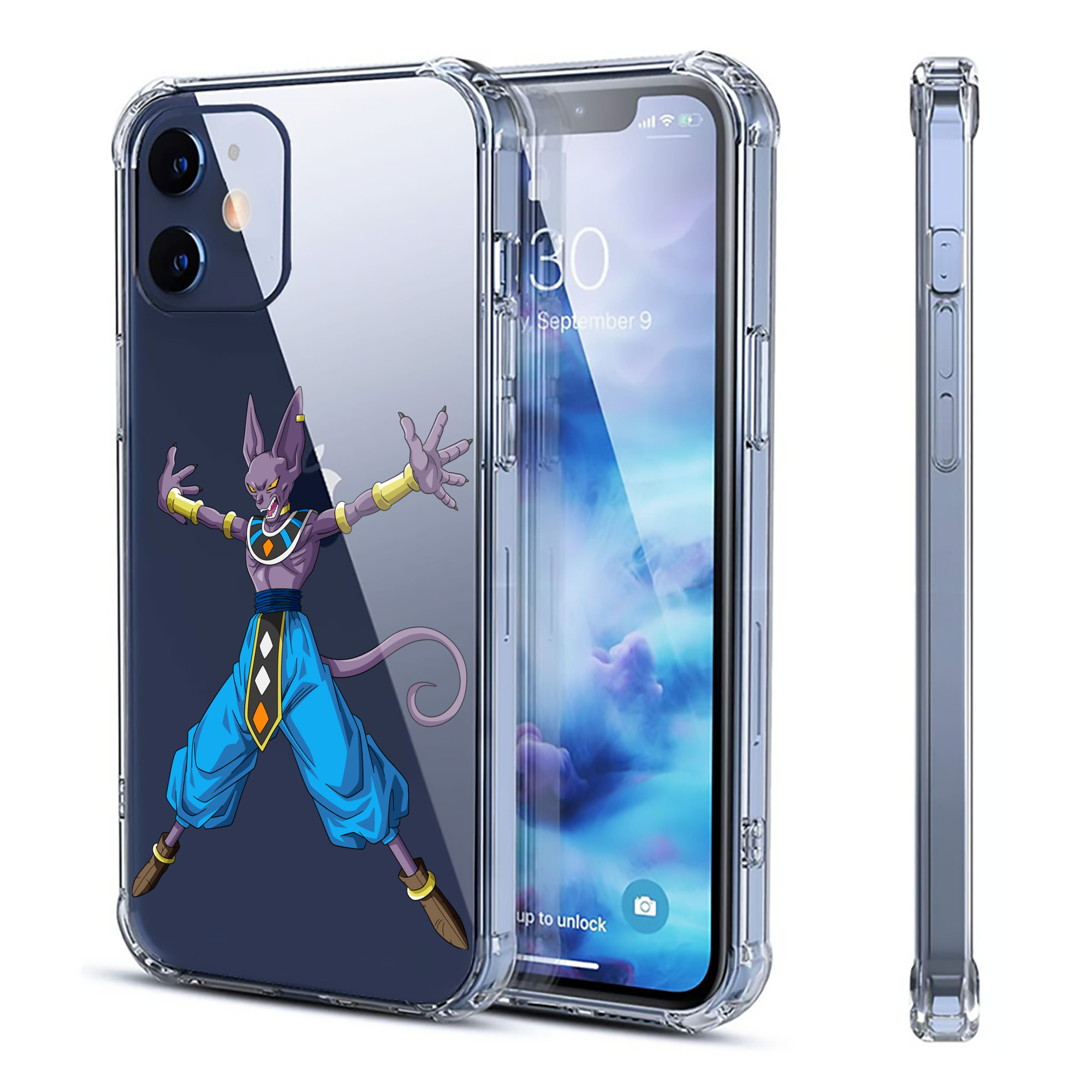 （画像用） ドラゴンボール ビルス 破壊神ビルス DRAGON BALL Beerus Birusu 【iPhone 12シリーズ対応】透明スマホケース（クリアソフトケース）